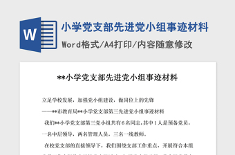 2021年小學黨支部先進黨小組事跡材料