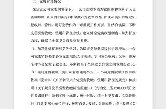 2021年年度公司黨費收繳管理自查報告