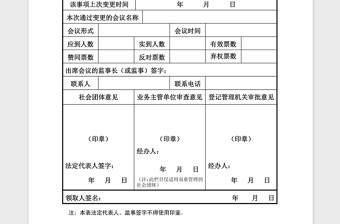 2021年社會團體變更登記申請表 2021年社會團體變更登記申請表
