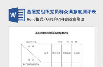 2021年基層黨組織黨員群眾滿意度測(cè)評(píng)表