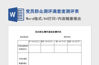 2021年黨員群眾測評滿意度測評表