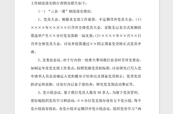 2021年银行党支部工作制度落实自查报告