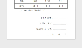 2021年大学生接收预备党员表决票结果