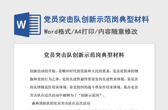 2021年黨員突擊隊(duì)創(chuàng)新示范崗典型材料