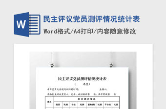2021年民主評議黨員測評情況統計表