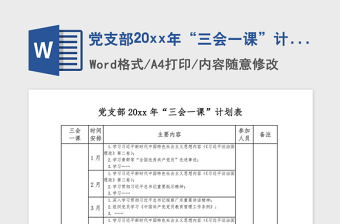2021年黨支部20xx年“三會(huì)一課”計(jì)劃表