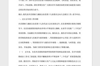 2021年共青团×县第十九届委员会工作报告