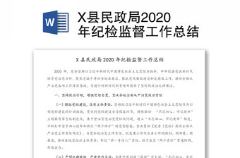 X縣民政局2020年紀檢監督工作總結
