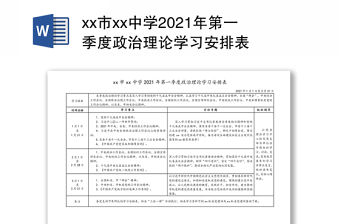 xx市xx中學2021年第一季度政治理論學習安排表
