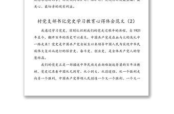 4篇村黨支部書(shū)記黨史學(xué)習(xí)教育心得體會(huì)范文