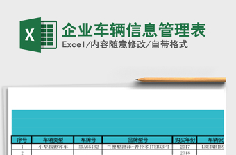 2021年企業(yè)車輛信息管理表