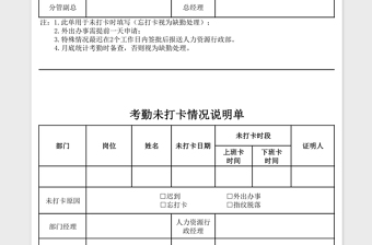 2021年考勤未打卡说明单