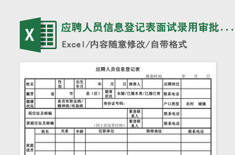 2021年應(yīng)聘人員信息登記表面試錄用審批表