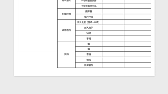 2021年結(jié)婚費(fèi)用明細(xì)表