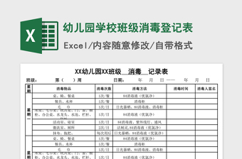 2021年幼兒園學(xué)校班級消毒登記表