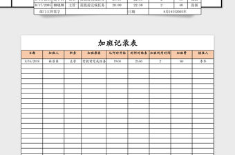 2021年加班記錄表