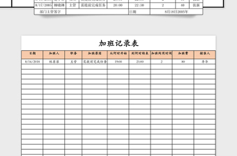 2021年加班记录表