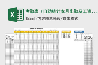 2021年考勤表（自動統計本月出勤及工資）