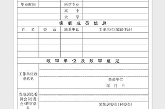 2021年政審表(事業單位在職員工政審表)