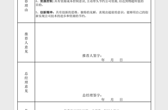 2021年优秀员工推荐表