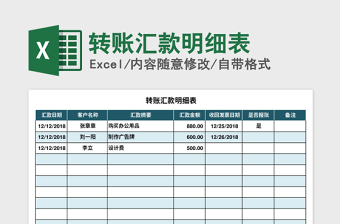 2022公司汇款明细表格