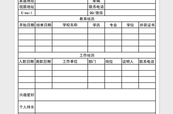 2021年員工入職信息登記表
