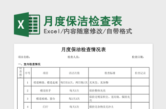 2021年月度保洁检查表