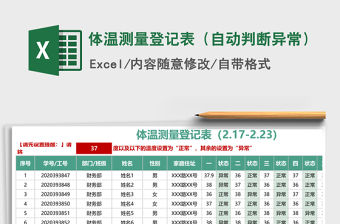 2021年體溫測量登記表（自動判斷異常）