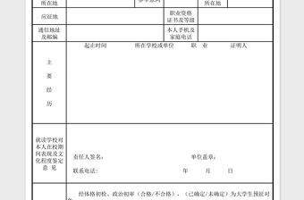 2021年大學生預征對象登記表