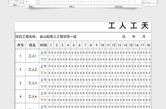 2021年工人工天表模板