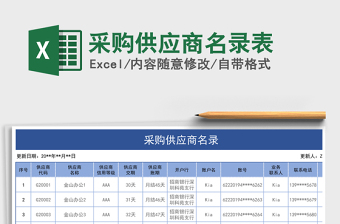 2021年采購供應(yīng)商名錄表