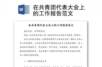 在共青團代表大會上的工作報告范文