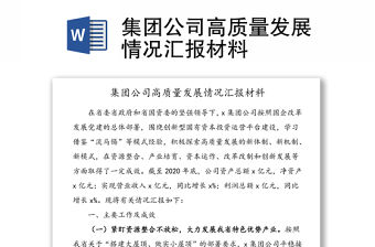 集團公司高質量發展情況匯報材料