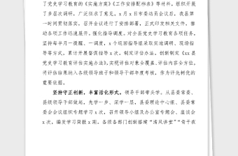 黨史學習教育總結全縣黨史學習教育階段工作匯報范文強化責任擔當踐行初心使命縣級工作總結匯報報告