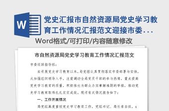 黨史匯報市自然資源局黨史學習教育工作情況匯報范文迎接市委巡回指導組工作總結匯報報告