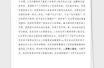 黨史學習教育總結區委黨史學習教育工作情況匯報范文工作總結匯報報告含進展情況問題措施