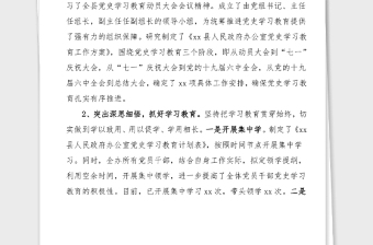 全县党史学习教育阶段性工作总结汇报范文县级工作总结汇报报告