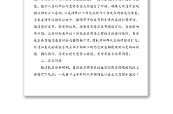 縣商務(wù)局開展意識(shí)形態(tài)陣地風(fēng)險(xiǎn)隱患自查情況報(bào)告范文