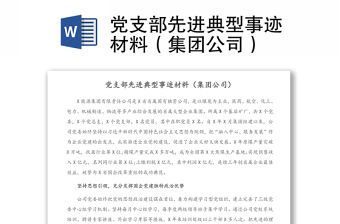 黨支部先進典型事跡材料（集團公司）