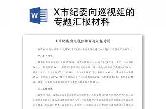 X市紀(jì)委向巡視組的專題匯報(bào)材料