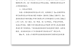 4篇年度部门预决算公开自查报告范文县财政局乡镇地方海事处退役军人事务局工作总结汇报报告