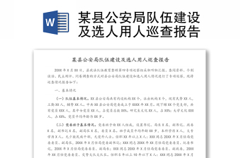 某縣公安局隊(duì)伍建設(shè)及選人用人巡查報(bào)告