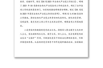 XX局黨組2021年上半年 落實全面從嚴治黨主體責任情況的報告