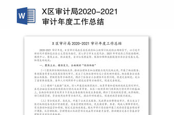 X區(qū)審計局2020-2021審計年度工作總結(jié)
