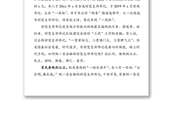優(yōu)秀村黨支部書記發(fā)言：如何做一名合格的村黨組織書記