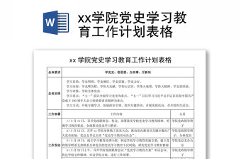 xx學院黨史學習教育工作計劃表格