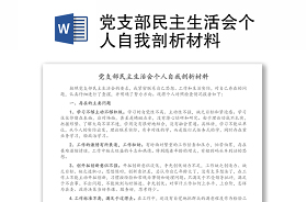 党支部2021年民主生活会剖析材料