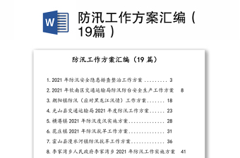 防汛工作方案匯編（19篇）