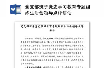 黨支部班子黨史學(xué)習(xí)教育專(zhuān)題組織生活會(huì)領(lǐng)導(dǎo)點(diǎn)評(píng)講話(huà)