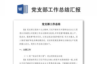 2021黨支部工作總結匯報